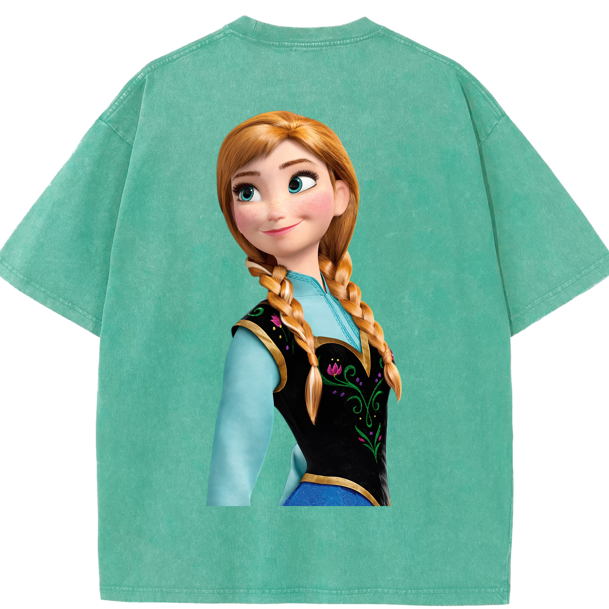 （画像用） アナと雪の女王 アンナ エルサ Frozen Anna Elsa 綿100% ヴィンテージ風 半袖Tシャツ（背面プリント）